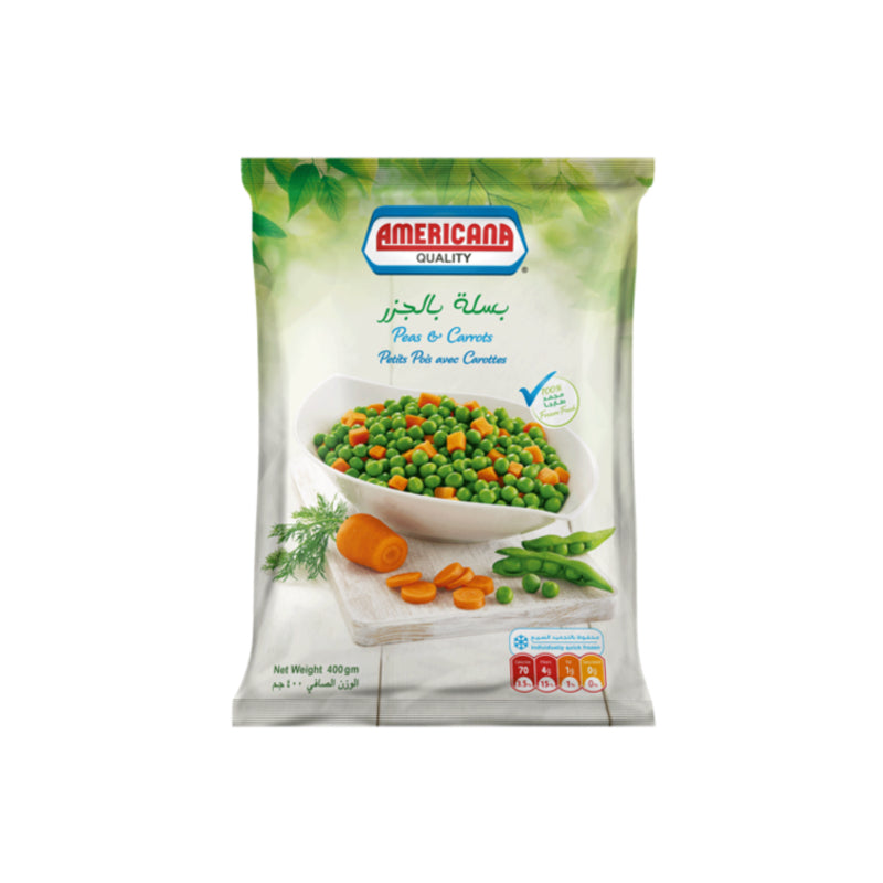 Americana Peas & Carrots — frozen vegetables packaging prepress