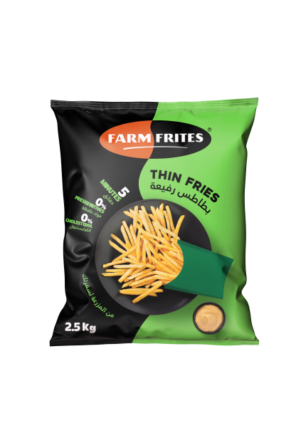 Farm Frites Thin Fries packaging — flexo prepress for frozen foods